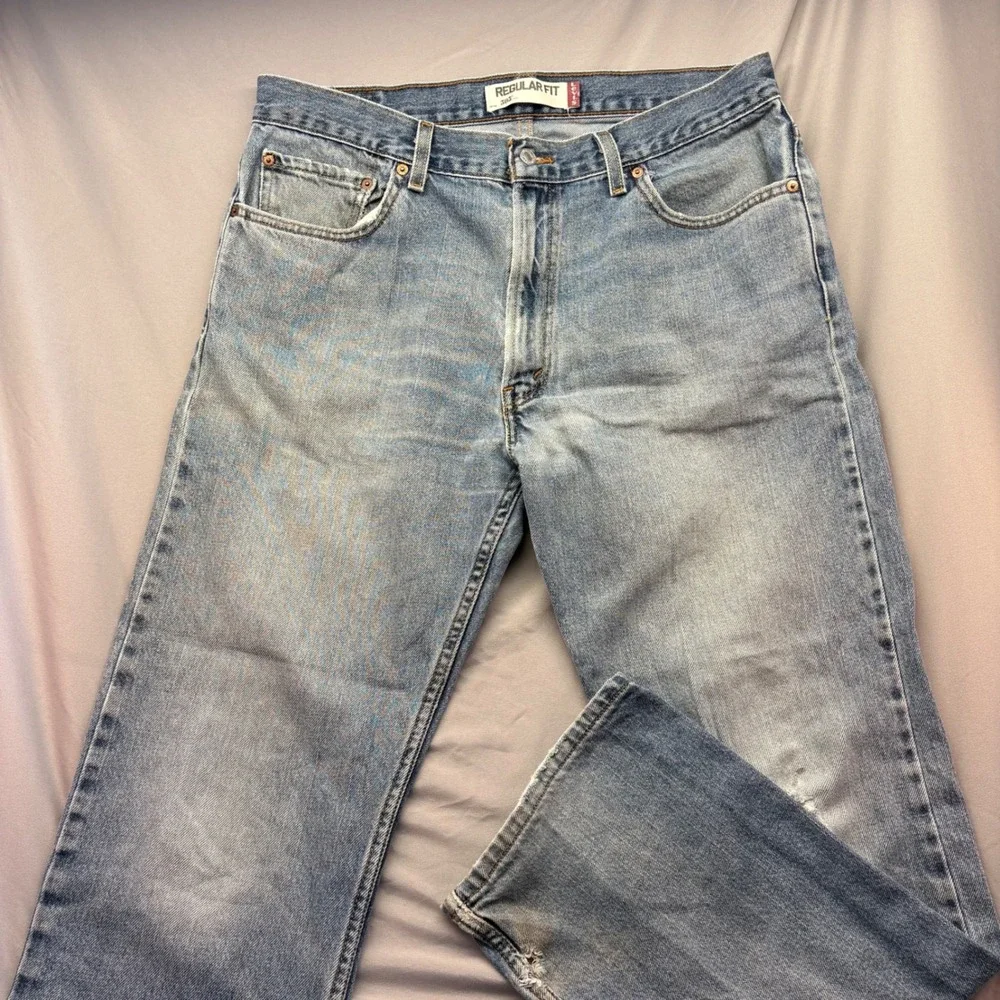 Levis 505 Regular Fit Mens Jeans Light Wash Denim‎ 36x32 Straight Leg 100 Cotton